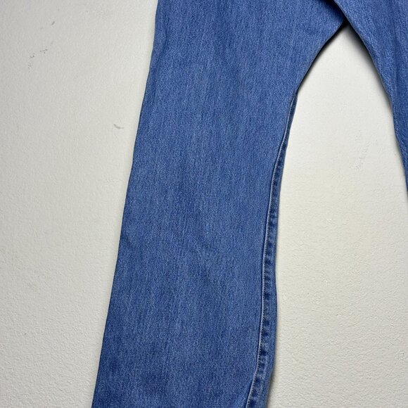 Levi 517 Denim Jean Pant Men 36x30 Western Blue Distressed Ripped Straight Boot - Picture 12 of 14